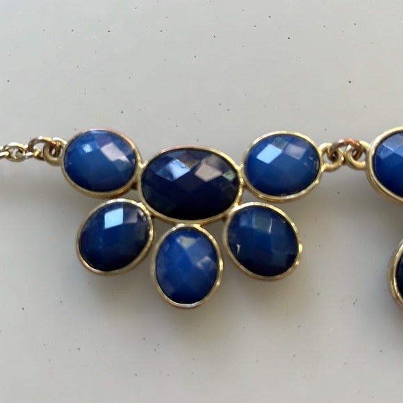 Charming Charlie statement necklace, 2-tones of blue jewels, gol… - Picture 2 of 6